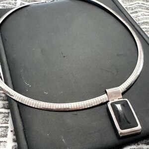 Elegant Sterling Silver Necklace with Black Onyx Pendant